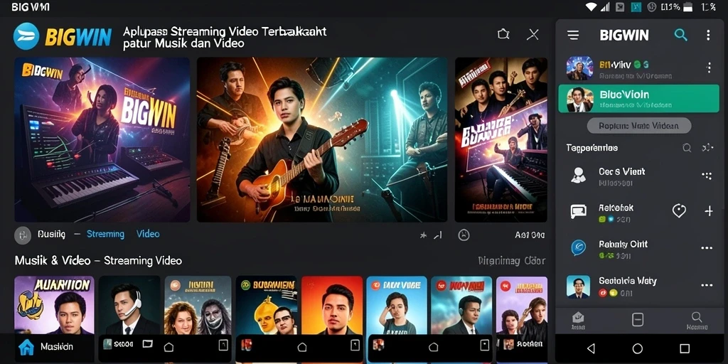 Antarmuka pengguna BIGWIN yang sederhana dan menarik untuk streaming video.