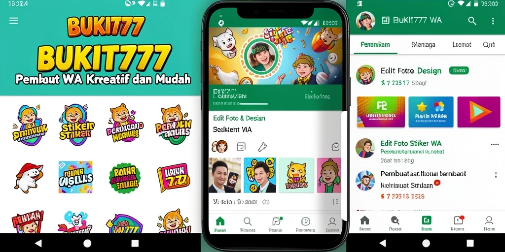 Tampilan antarmuka BUKIT777 untuk membuat stiker WA yang menarik.