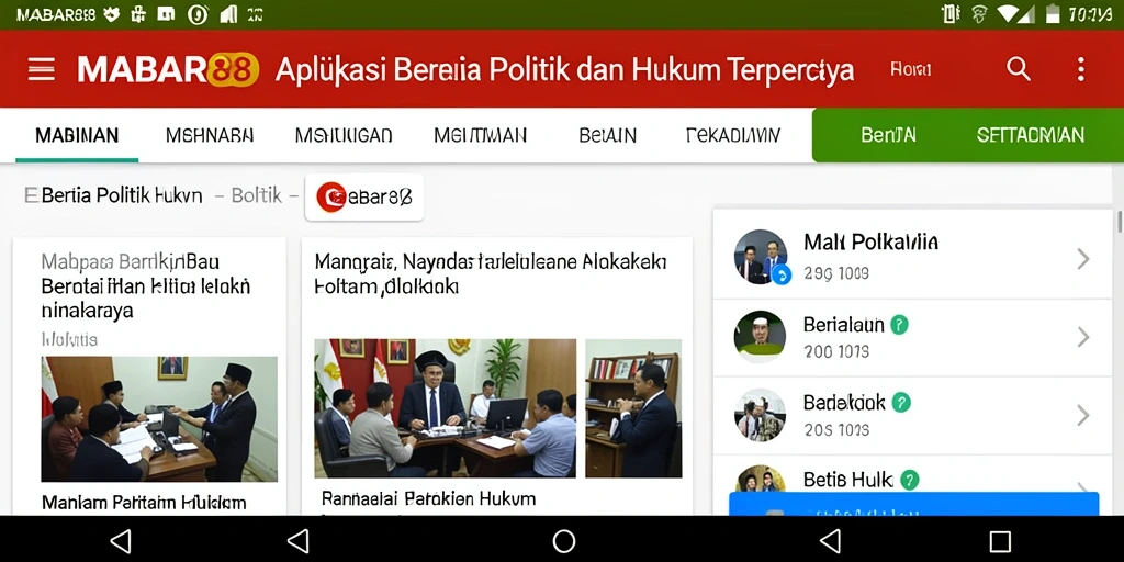 Tampilan intuitif aplikasi MABAR88 untuk berita politik dan hukum.