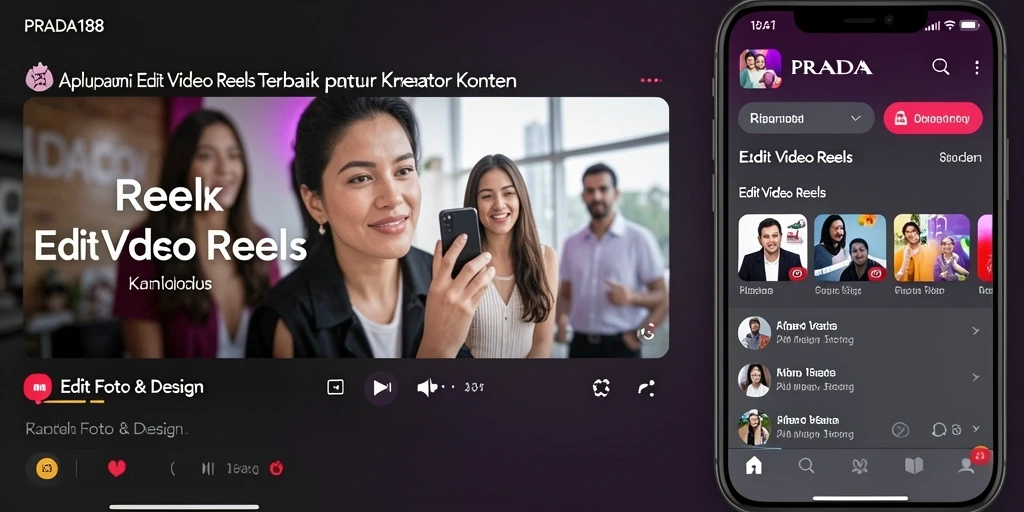Antarmuka PRADA188 menampilkan berbagai fitur editing video Reels.